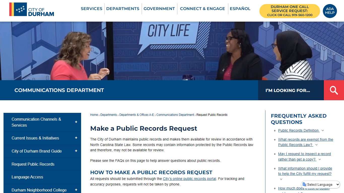 Make a Public Records Request | Durham, NC